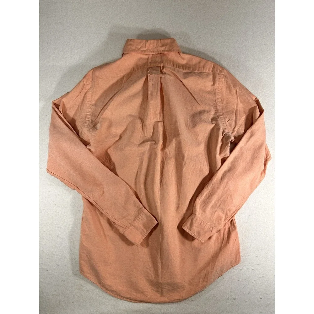 Ralph Lauren Mens Button Down Shirt Medium Peach Pink Custom Fit Oxford Cotton